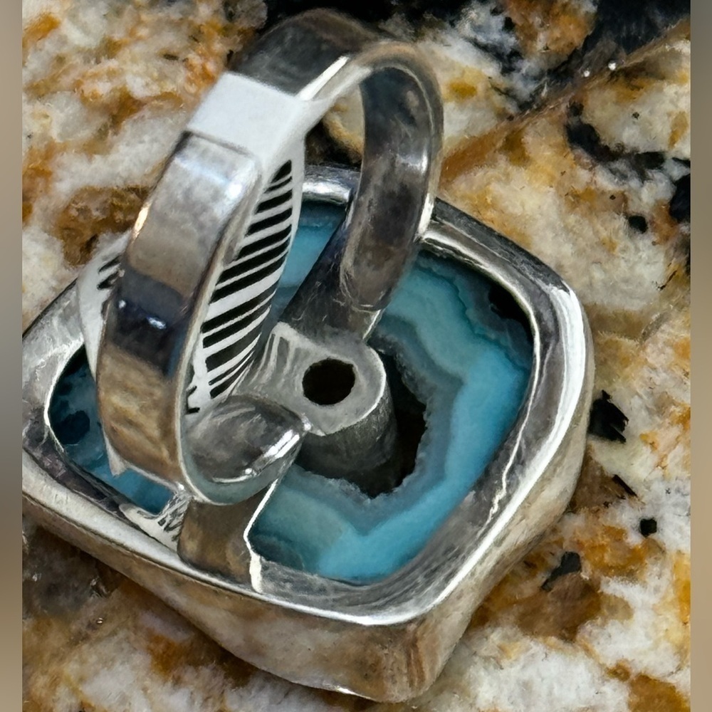 NWT Sea foam agate and topaz set in .925 Sterling silver - Picture 8 of 12